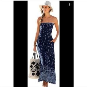 Alice + Elle Blue Paisly Maxi Dress